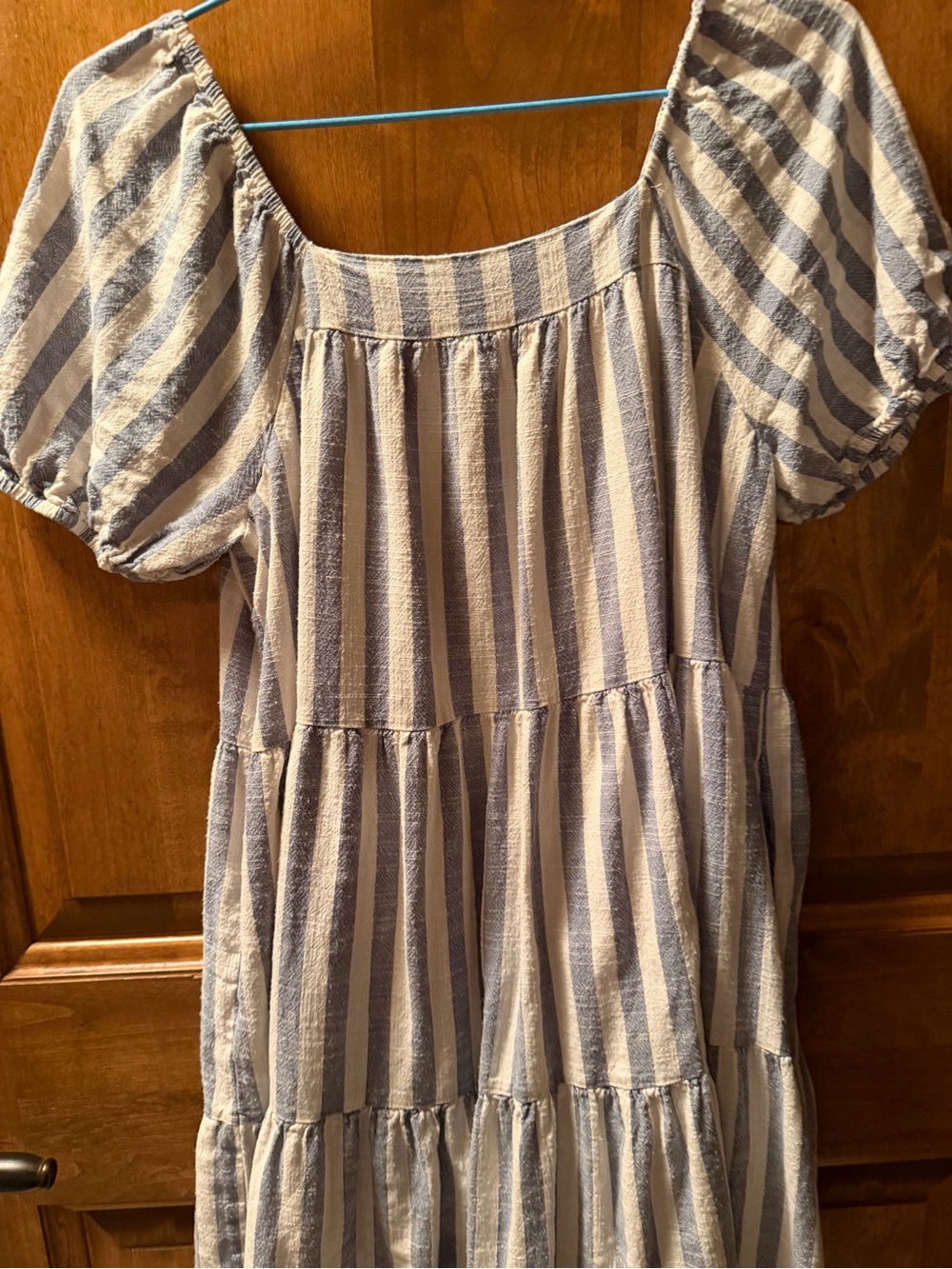 Chelsea & Violet Blue and White Striped Tiered Dress